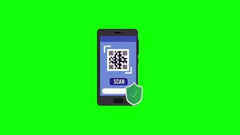 QR-Code,-Scan,-Smartphone-Symbol,-Mobiltelefon,-Barcode.-Schleifenanimation-Mit-Alphakanal,-Grüner-Bildschirm.